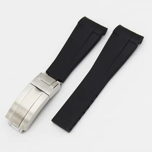 20 mm schwarz Gummi Oysterflex Stil Riemen Kombinationsschnalle - Bild 1 von 4