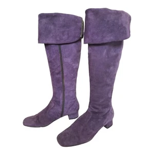 BRUNO PREMI Boots Size 5 Purple Suede Knee High/Over-the-Knee Pirate Retro GoGo - Picture 1 of 20