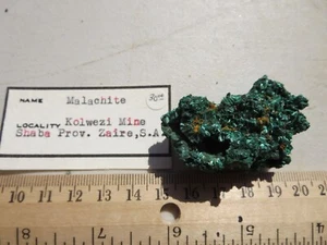 447 ACICULAR MALACHITE SPECIMEN, KOLWEZI MINE, ZAIRE, S.A.. EX OLD ROCK SHOP - Picture 1 of 4