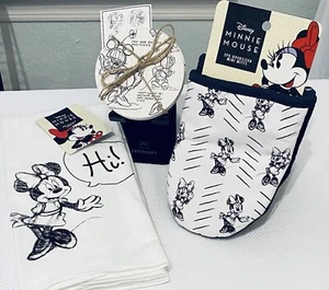 DISNEY Sketchbook Minnie Mouse Kitchen POT HOLDERS, TOWELS & DRINK COASTERS Set - Picture 1 of 10