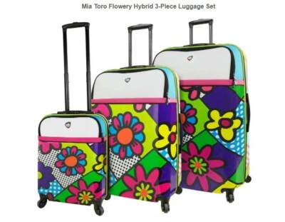 MIA TORO ITALY Mia Toro Flowery Hybrid 3-Piece Luggage Set (20"/24"/28")