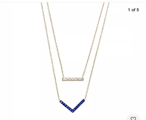 Collana barra cristallo Michael Kors tono oro blu gioielli parigini $125 D10