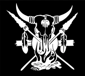 Großer Longhorn Totenkopf Aufkleber Federn Geist Auto Fenster Anhänger Vinyl Sticker - Bild 1 von 2