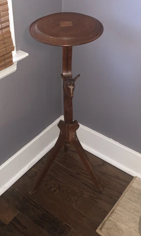 Antique Eastlake Victorian Carved Walnut Plant Stand Pedestal Table Cover