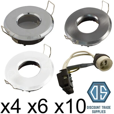 4x 6x 10x IP65 Shower Rated Bathroom Downlight Spotlight Recessed with GU10 LED - Image 1 of 2