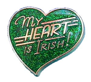 Hallmark PIN St Patrick Vintage MY HEART IS IRISH Gold GLITTER Holiday - Picture 1 of 2