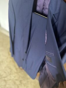 TED BAKER BLACK ENDURANCE "JAY CT" Blue Trim Fit Suit Size 40 Long Msrp $895