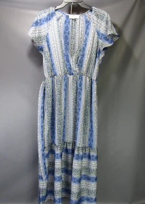 Vestido floral Lucky Brand para mujer talla M azul flores mediano con cinturón Foto 1 de 4