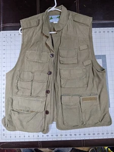 Trout Fishing Vest Large Kings Bay Mens Cotton Canvas Tan Khaki Outdoor - Picture 1 of 3