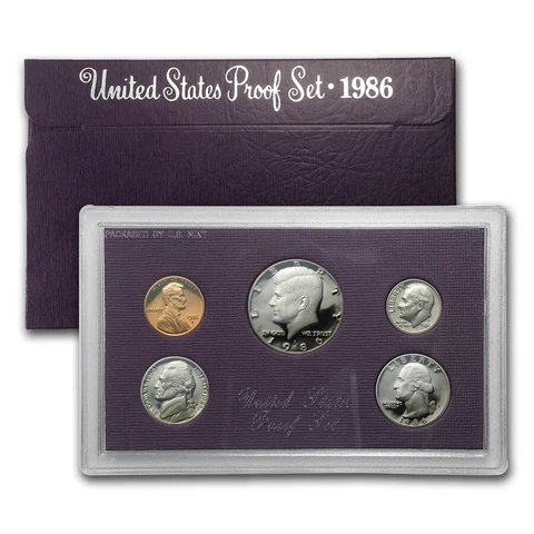 1986 S US Mint 5 Coin Proof Set Original Box Cover