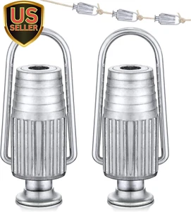 2 Pcs Clothesline Rope Tightener Metal Clothesline Pulley Heavy Duty Aluminum Cl - Picture 1 of 7