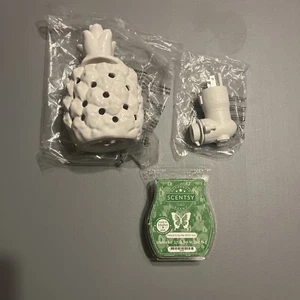 Scentsy Southern Hospitality Pineapple Mini Wax Warmer White Glossy Plus Wax - Picture 1 of 7