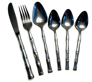Lot 5 pc Sunshine Royal Suprema BAMBOO Stainless Korea Flatware - Picture 1 of 5