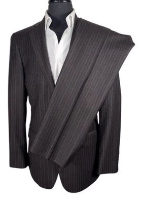 TRAJE ACTUAL HART SCHAFFNER MARX MARRÓN RAYAS LANA FRANELA TALLA 38 32X31 COMO NUEVO Foto 1 de 4