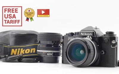 Cámara fotográfica Nikon FE2 2 lentes [como nueva superior con estuche] negra 28 mm f2,8 + 35-70 mm JAPÓN Foto 1 de 4