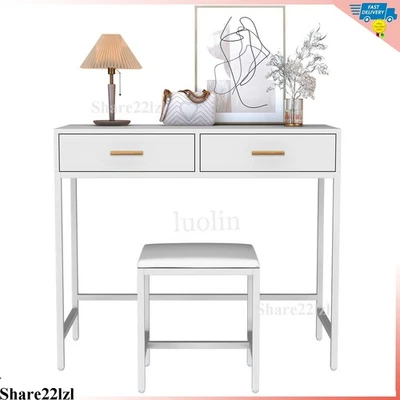 Tocador Maquillaje Escritorio Computadora Escritorio con 2 Cajones para Salón Dormitorio Hogar Foto 1 de 4