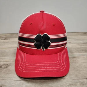 Black Clover Hat Cap Snap Back Red White Mesh Trucker Patch Live Lucky Mens - Picture 1 of 9