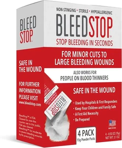 Polvo de primeros auxilios Bleedstop™ para coagulación de la sangre, kit de trauma, anticoagulante paciente - Imagen 1 de 12