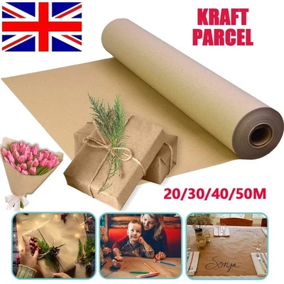 BROWN KRAFT PARCEL PAPER FOR WRAPPING AND PACKAGING PARCELS STRONG ROLLS 50GSM - Image 1 of 4