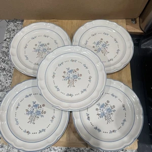 VTG Set of 6 - Cordella Collection Blue Floral Stoneware 10 5/8” Dinner Plate * - Picture 1 of 15