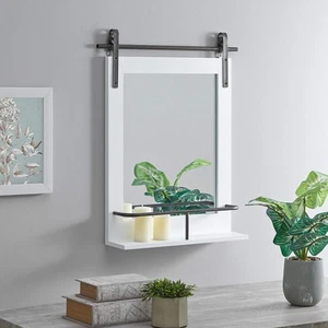 FirsTime & Co. White Ingram Barn Door Wall Mirror with Shelf, Vintage Decor f... - Picture 1 of 7