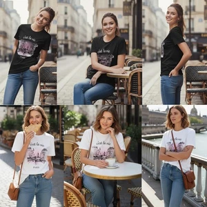 Camiseta Para Mujer Cest La Vie Grande París Gráfico Camisetas Informal Manga Corta Prenda para el torso - Imagen 1 de 15