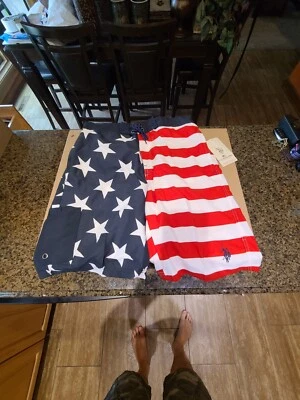 Hombres US Polo ASSN USA Flag Board Traje de Baño Rojo Blanco y Azul - GRANDE Foto 1 de 4