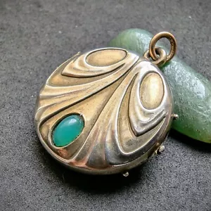 Jugendstil Anhänger Medaillon Silber Patriz Huber ? Chrysopras antik c. 1900 - Bild 1 von 13