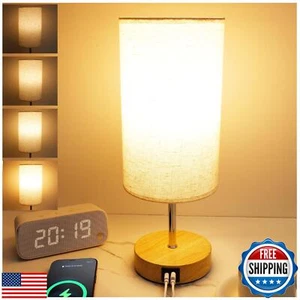 Bedside Table Lamp for Bedroom - 4 Way Dimmable Touch Lamp with USB and Type- - Picture 1 of 5
