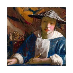 Vermeer, Girl with a Flute, 1675, Canvas Print, 30" x 30" + Border - Picture 1 of 10