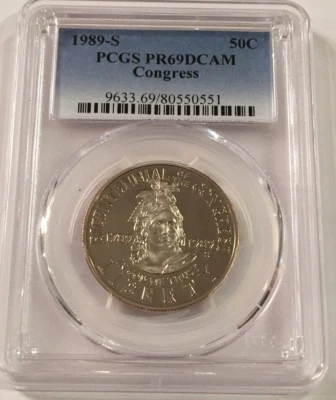 1989-S Congress Proof Half Dollar 50c Commemorative PCGS PR-69 DCAM  - Image 1 of 4