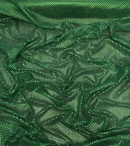 1m Emerald GreenColour Jersey Tulle Sequin Fabric Dance Party Decorating 45”wide - Picture 1 of 3