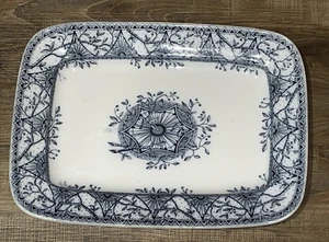 WH GRINDLEY BLUE TRANSFER IRONSTONE PLATTER TROY PATTERN 14" x 10.25" - Picture 1 of 20