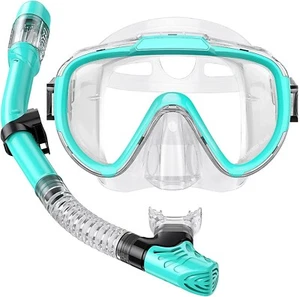 Snorkel Set Adults Snorkeling Gear Anti-Fog Panoramic View Swim Mask Dry Top Sno - Picture 1 of 28