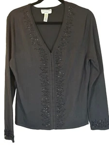VTG Covington Women's Beaded Black Cardigan Size Large Fairygoth - Picture 1 of 10
