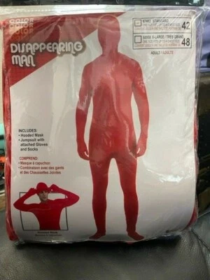 Disappearing Man Adult Costume Red Body Suit Standard Size New!!! - Image 1 of 2