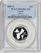 2009-S GUAM SILVER PROOF QUARTER 25C PCGS PR69DCAM