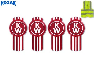 Kenworth Hood Grille Logo Emblems Badge L53-1002-10 Red Metal Flake Set of 4 - Picture 1 of 9