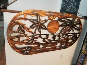 Metal Wall Art beach scene tropical 48" outdoor porch patio garden wall decor - Picture 1 of 4