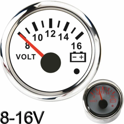 52mm Boat Car Auto for Voltmeter Meter 8-16V Pointer Voltage Volt Gauge Red LED - Image 1 of 4