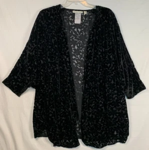 The Muses Lounge Women Cardigan Black Sz 1X Velvet Burnout Lightweight Fairygoth - Picture 1 of 11