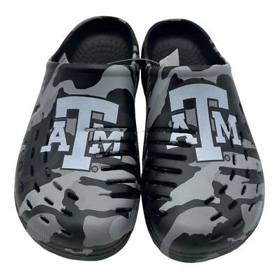 FOCO NCAA Para hombres Texas A&M Aggies Logo Grande Camuflado Negro Gris Zuecos Zapatos Talla M 9/10 Foto 1 de 4