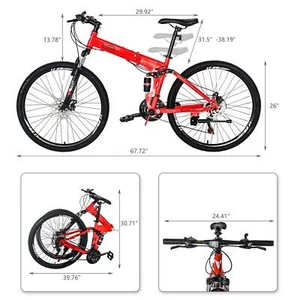 Lightweight Folding Bike Full Suspension Bike 26 Inch 21 Speed MTB Bicycles - Picture 1 of 8
