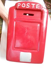 SALVADANAIO CASSETTA POSTE ITALIANE BUCA LETTERE ROSSA IN CERAMICA/TERRACOTTA