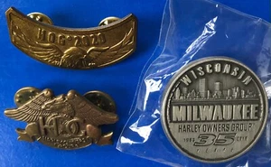 Lot 3 Harley Davidson Owners Group 1983 2008 2018 Pin & HOG Eagle Pins Milwaukee - Picture 1 of 10