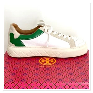 TORY BURCH Ladybug panelled-design low-top sneakers White/Beige/Green Size 10 - Picture 1 of 6