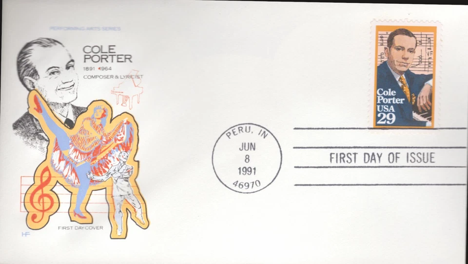 1991 FDC - Scott# 2550 - Cole Porter - Farnam Cachet - Image 1 of 1