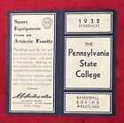 Antique 1932 Penn State U Psu Basketball Wrestling Boxing Pocket Schedule Early