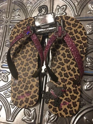 Chanclas Blazin Roxx Cheetah Talla 8 Rosa Cruz Estrás Glamour Foto 1 de 4