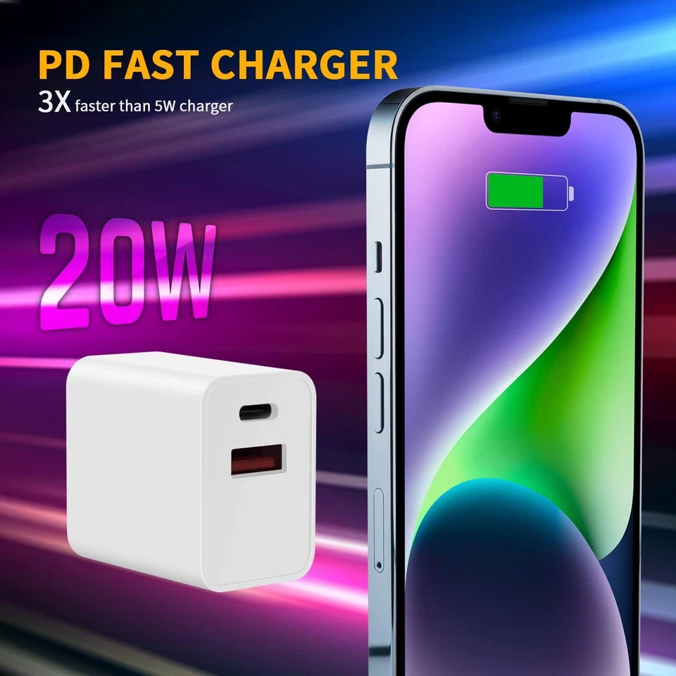 3 Pack 20W USB-C Mini Dual Port Wall Charger USB Fast Charging Block Power Cube - Image 1 of 4